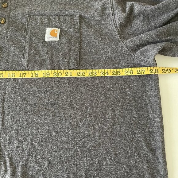 Carhartt Men's Loose Fit Heavyweight Short Sleeve Henley T-Shirt Gray 2XL Tall - Picture 7 of 8